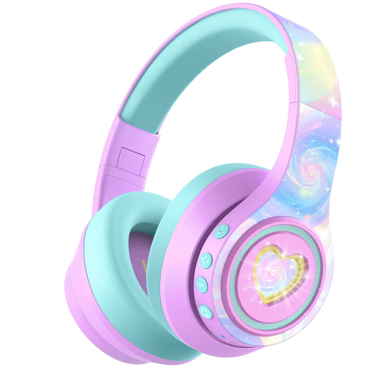 iClever BTH24 Casque Réduction De Bruit Active pour Enfants Eclairage LED | SafeSound Tech3.1, Bluetooth 6.0, 47H d'Autonomie, Charge USB C, Câble AUX, Résistant Écouteurs Enfants pour Tablette PC