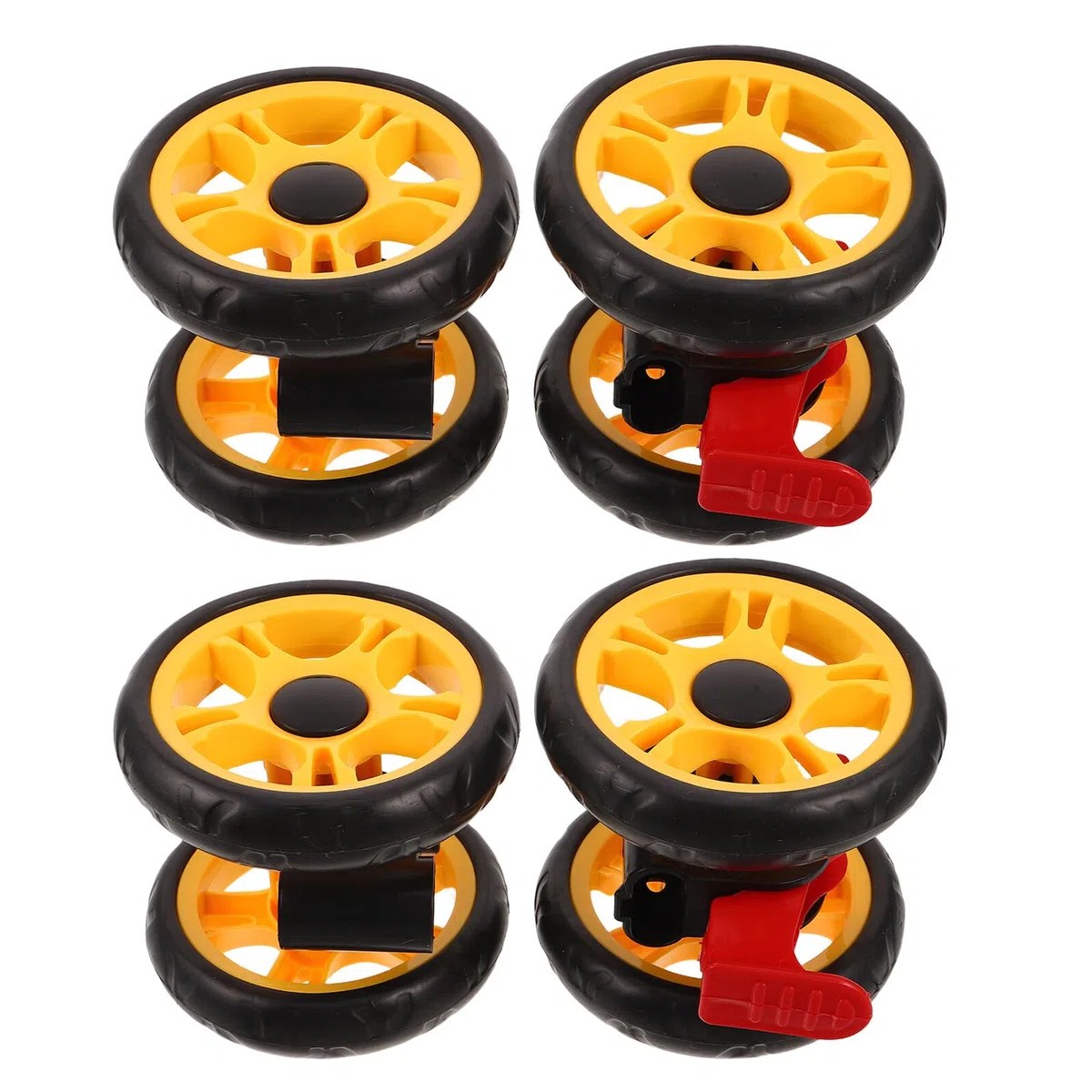 Roue Pivotante de Poussette Noire en Plastique, Lot de 4 Set de Pièces | Montage Rapide à Démontage, Entretien Simple, Format 12cm pour Poussette Bébé et Chariot Garçon et Filles