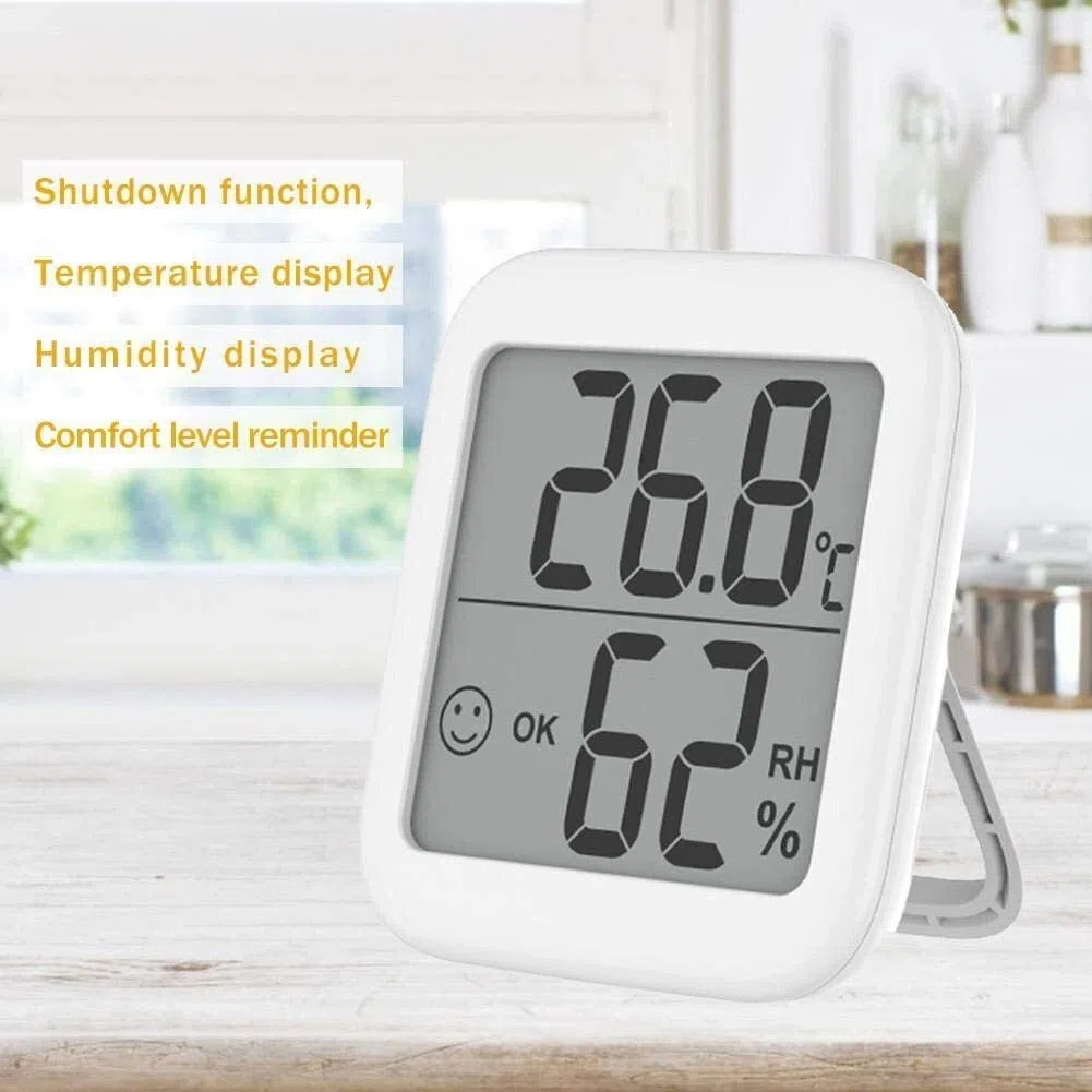 XMING Thermomètre Mural et hérigne électronique avancé Domestique Chambre bébé Sec et Humide avec Alarme de Notification et écran LCD (Color : White)