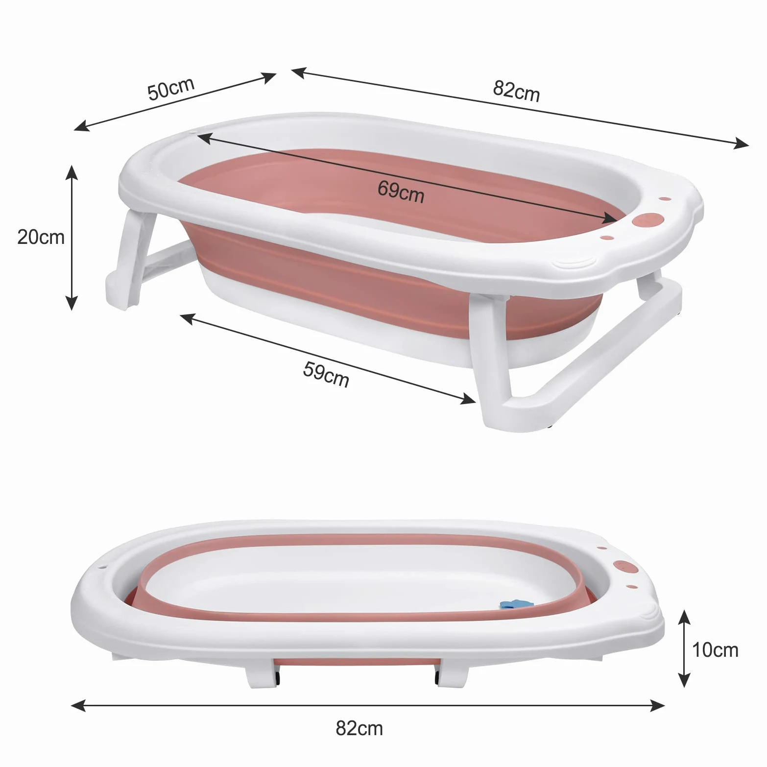 UISEBRT Baignoire Pliable pour Bébé avec Coussin de Bain Bassin de Douche Portable, Ergonomique, Antidérapante, Ultra Compacte, pour Nouveau-né, Bébés de 0 Mois+, Rose