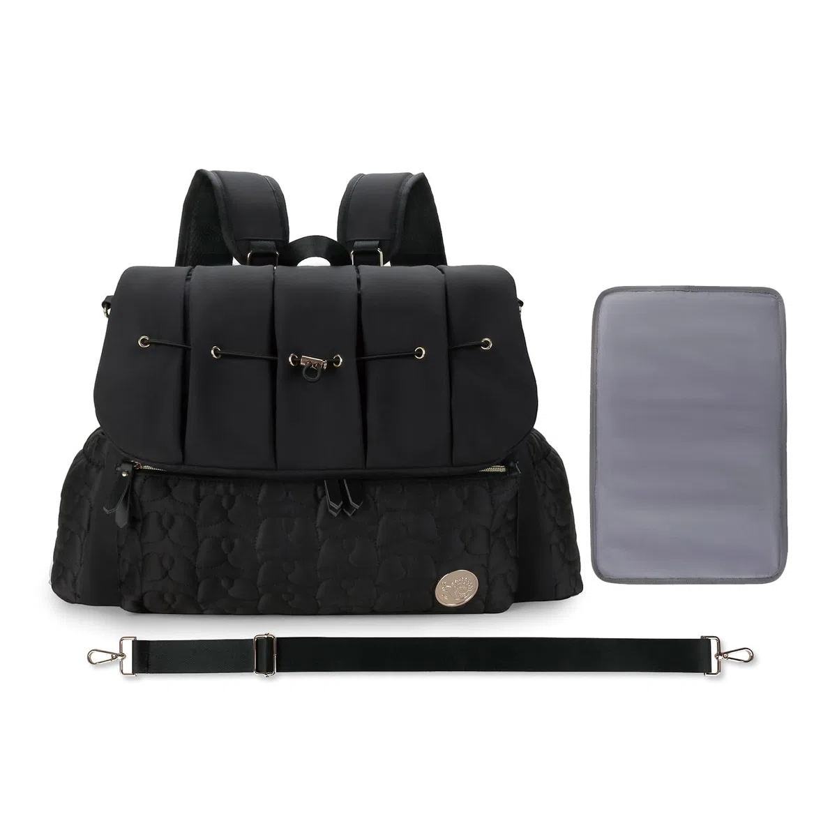 SONARIN Élégant Imperméable Sac à Dos à Langer pour Bébé,Multifonctionnel Grande Capacité Sac à Langer Sac de Maternité Sac à Couches de Voyage avec Matelas à Langer & Bretelle Unique(Nero)