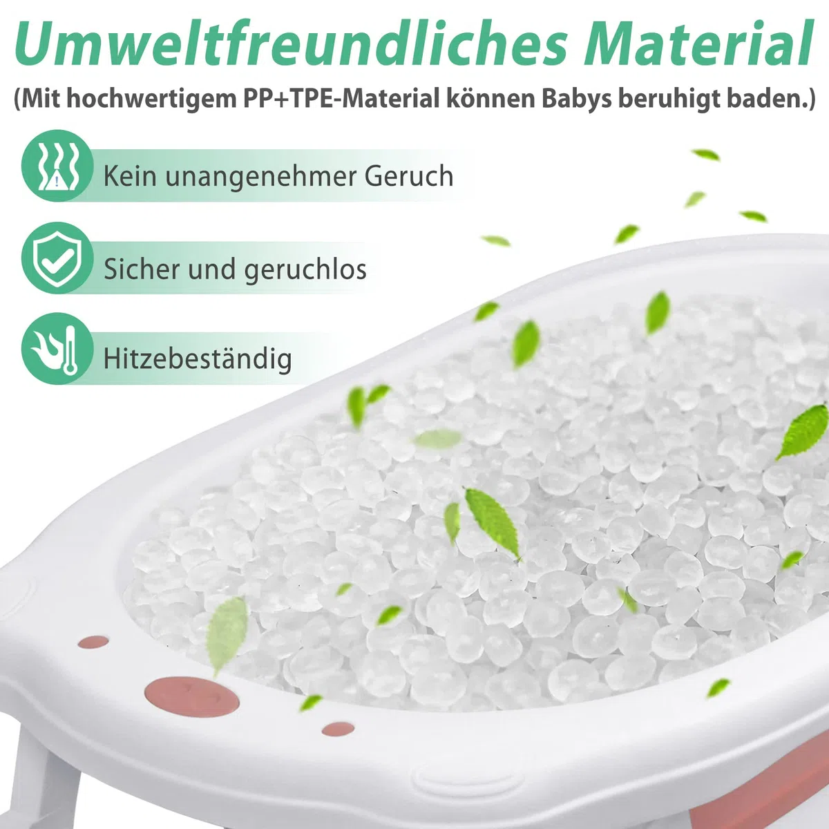 UISEBRT Baignoire Pliable pour Bébé avec Coussin de Bain Bassin de Douche Portable, Ergonomique, Antidérapante, Ultra Compacte, pour Nouveau-né, Bébés de 0 Mois+, Rose