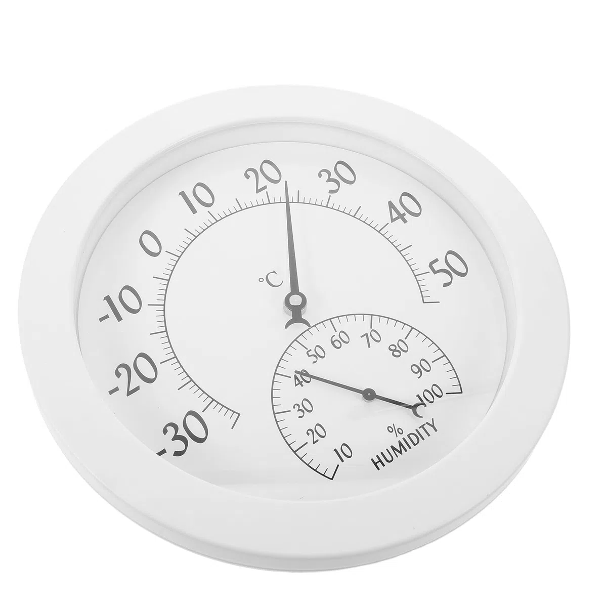 Hygromètre Rond Mural Analogique à Grand Cadran pour Chambre de Bébé | Blanc Abs Verre, Surveillance Intérieure Maison, Affichage à Aiguille Classique