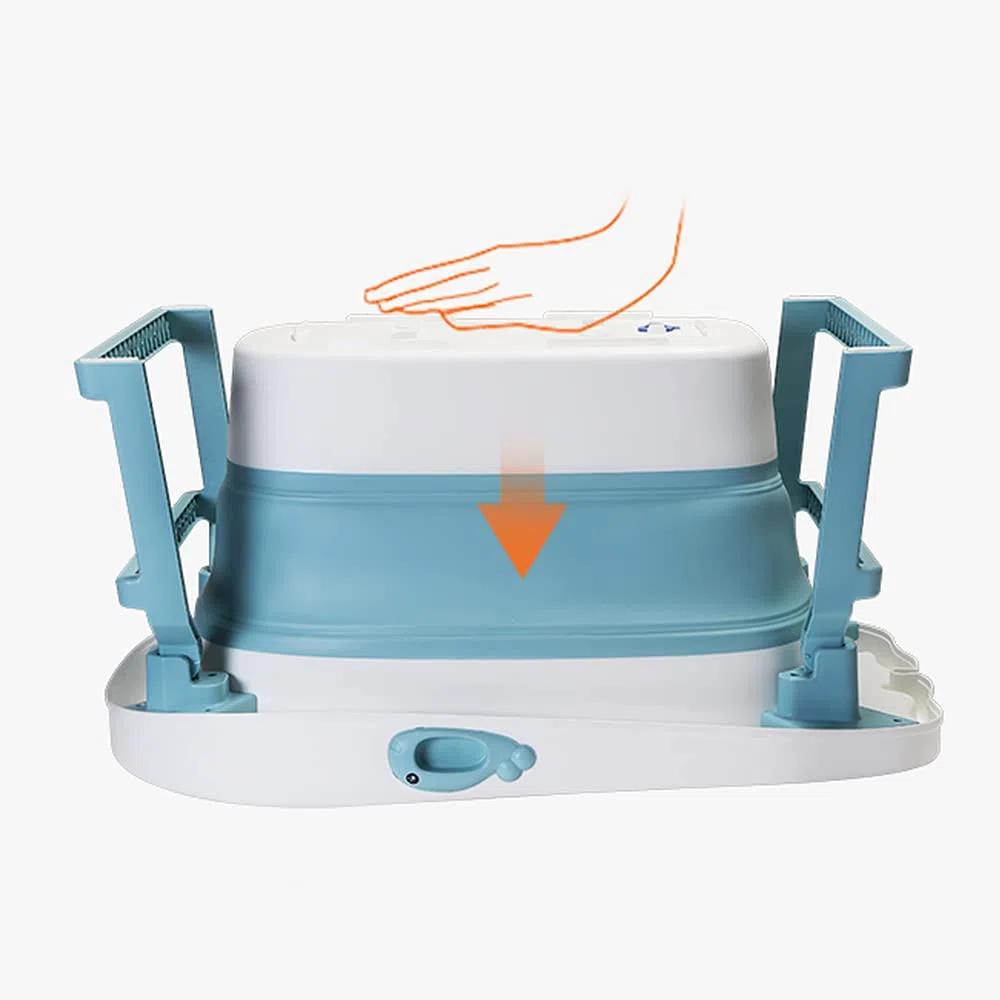 Grand Baignoire Pliable Bébé avec Siège, Douche Bebe XXL, Pieds Antidérapants, Bouchon de Vidange -3 en 1 Bassin de Douche Portable, 2-7 Ans (Bleu, 85.3x55.5x43.7cm)