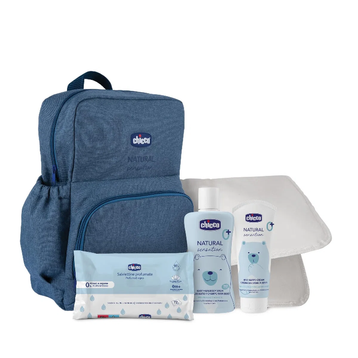 Chicco Sac à dos à langer, sac à dos pour maman multifonctionnel, avec le nécessaire pour le changement, solution de voyage, table à langer bébé, hygiène hors de la maison, kit de sensation naturelle