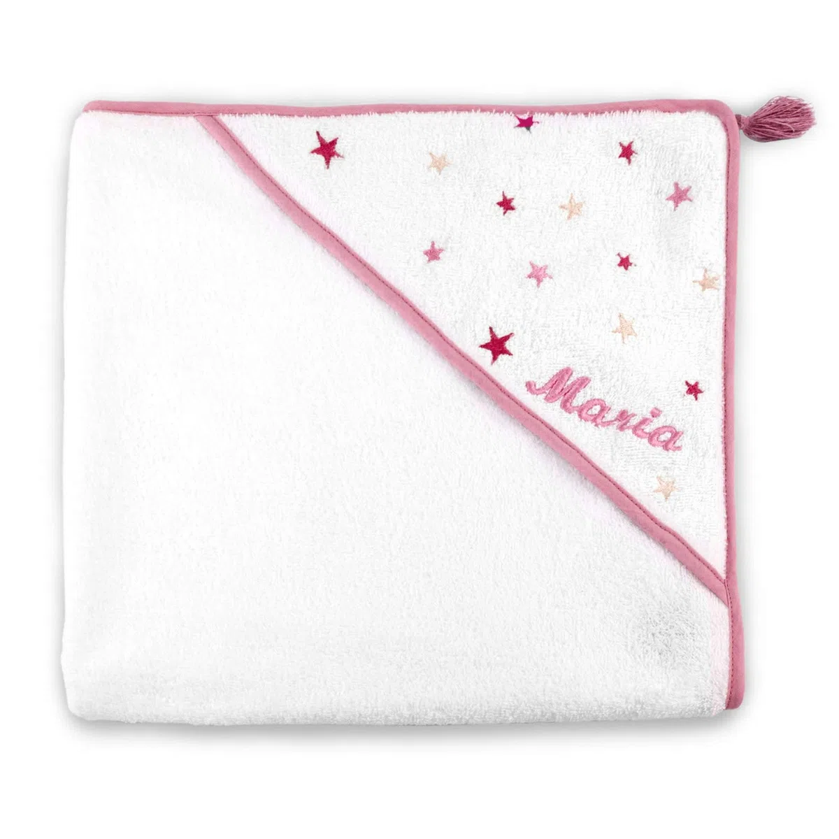 BGEUROPE Serviette de bain personnalisée à capuche pour bébé Motif étoiles Rose